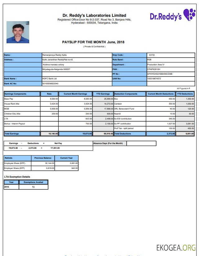 Modèle Word et PDF de fiche de paie de laboratoire